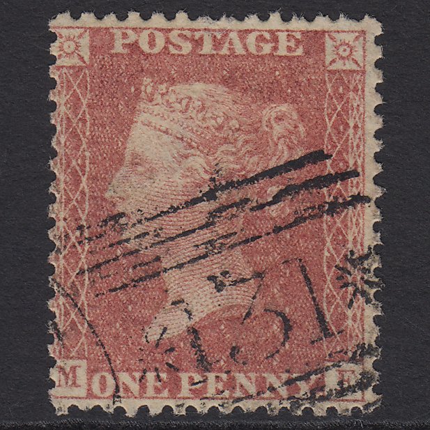 GB QV 1857 1d Rose-red (Plate 62) SG40-C10(1) MF FU Edinburgh 131