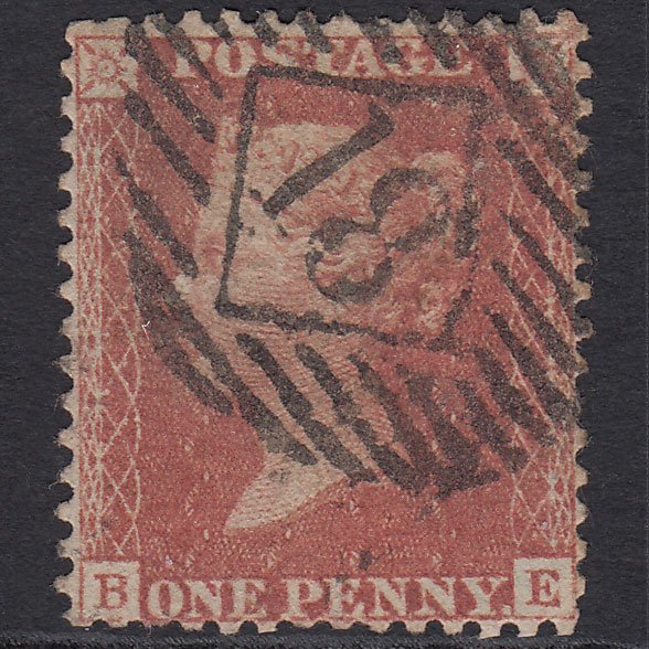 GB QV 1856 1d Red-brown (Plate 34) SG29-C8(1) BE GU London IS 18