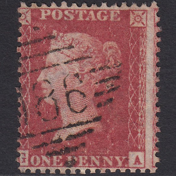 GB QV 1857 1d Rose-red (Plate 57) SG40-C10(1) GA FU Dublin 186 Misperf