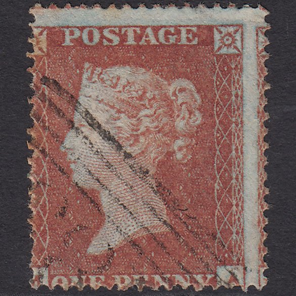 GB QV 1854 1d Red-brown (Plate 201) SG17-C1(1) MA GU Scotland Misperf