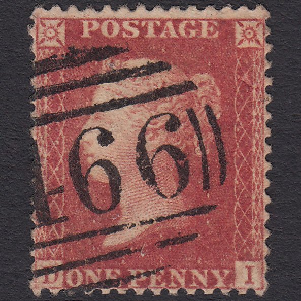 GB QV 1857 1d Rose-red (Plate 45) SG40-C10(1) DI FU Liverpool 466