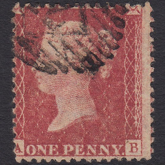 GB QV 1857 1d (Plate 55) SG40-C10(1) AB FU Missing Imprimatur London IS Cancel