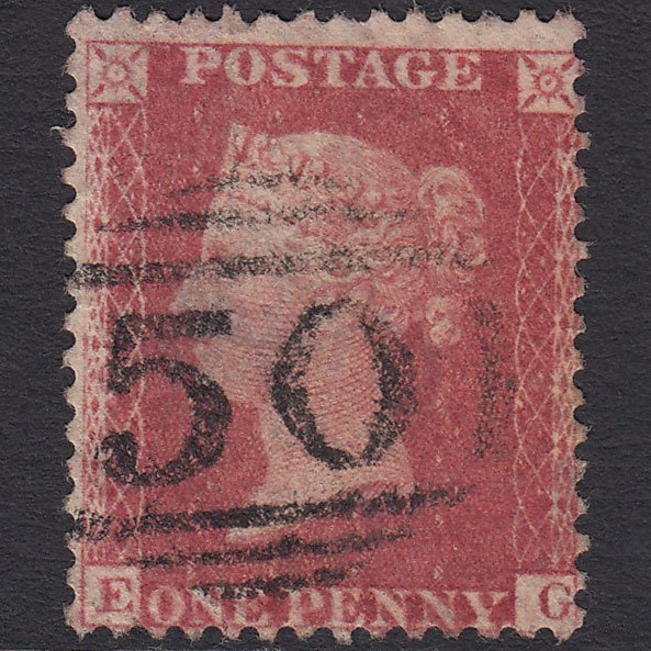 GB QV 1857 1d Rose-red (Plate 67) SG40-C10(1) EG GU Barnstaple 50
