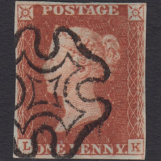 GB QV 1841 1d Red-brown (Plate 24) SG8-B1(1) LK VFU 4 Margins Maltese Cross