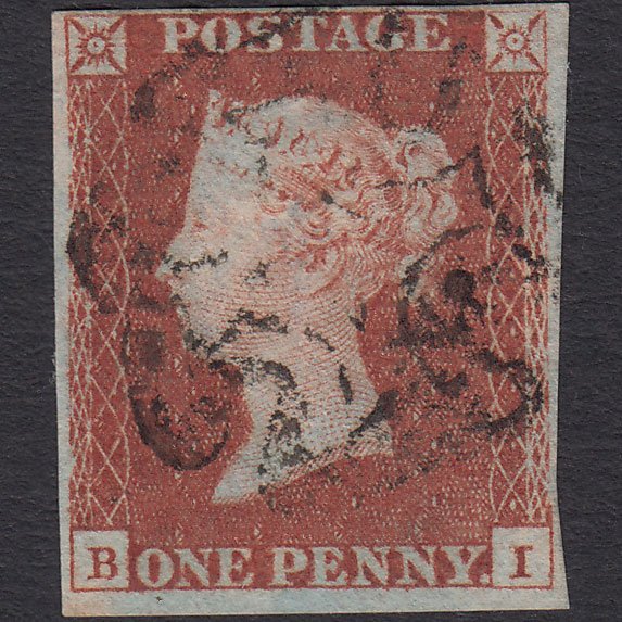 GB QV 1841 1d Red-brown (Plate 19) SG8-B1(1) BI FU 4 Margins Maltese Cross