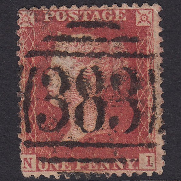 GB QV 1857 1d Rose-Red Plate 60 SG40-C10(1) NI GU Hull 383