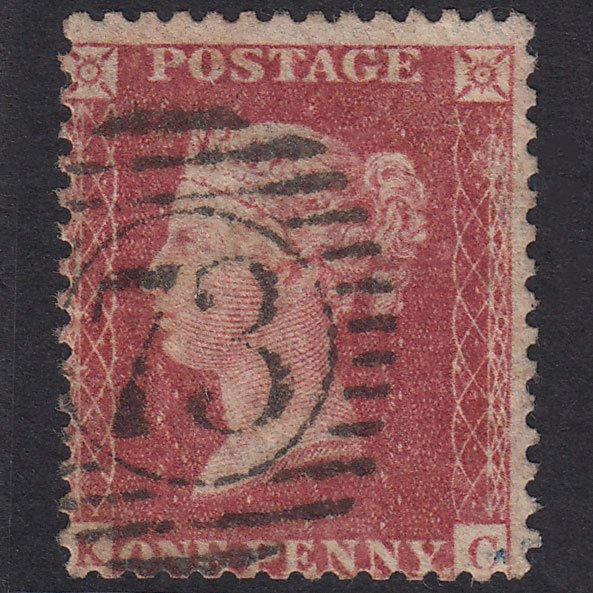 GB QV 1857 1d Rose-Red Plate 27 SG40-C10(1) KC GU London D&S 73