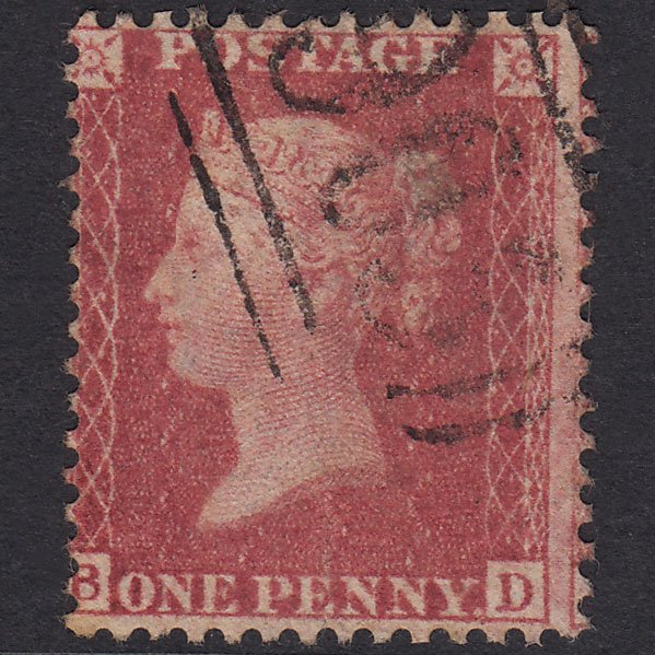 GB QV 1857 1d Rose-Red Plate 55 SG40-C10(1) BD GU Wolverhampton 905
