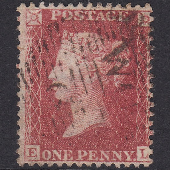 GB QV 1857 1d Rose-Red Plate 59 SG40-C10(1) EL FU London D&S Cancel