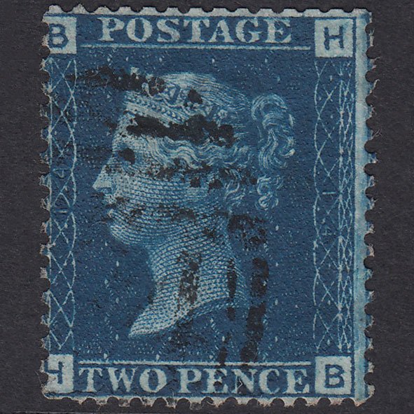 GB QV 1869 2d Blue Plate 14 SG46-G3 HB GU