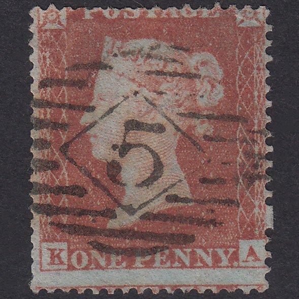 GB QV 1854 1d Red-Brown Plate 167 SG17-C1(1) KA GU Blind Perf