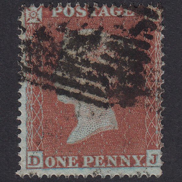 GB QV 1854 1d Red-Brown Plate 182 SG17-C1(1) Framed Reverse DJ GU Scotland