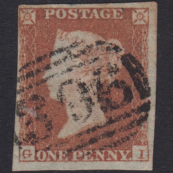 GB QV 1841 1d Red-Brown Plate 94 SG8-B1(1) GI GU 4 Margins Huntingdon 396