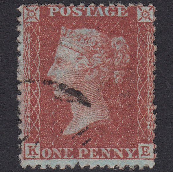 GB QV 1856 1d Red-Brown Plate 32 SG29-C8(1) KE VFU Light Cancel