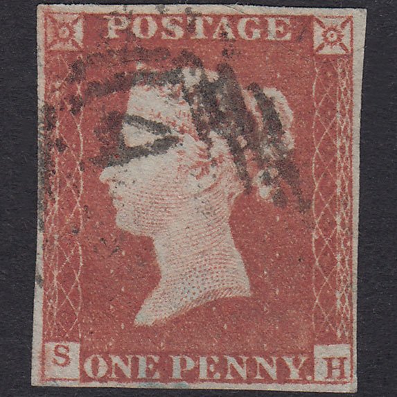 GB QV 1841 1d Red-Brown Plate 76 SG8-B1(1) SH FU 4 Margins