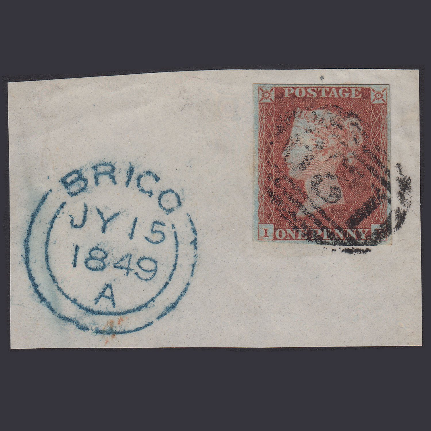 GB QV 1841 1d Red-Brown Plate 84 SG8-B1(1) IF FU 4M Brigg 129 On Piece