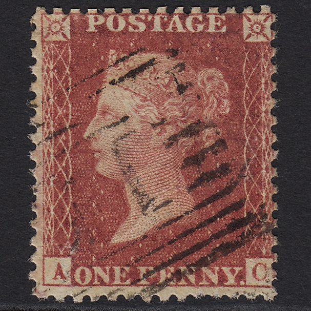 GB QV 1857 1d Rose-red SG40-C10(1) AC GU in Scotland