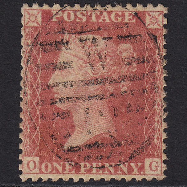 GB QV 1857 1d Pale Rose (Plate 66) SG39-C10(3) OG GU London D&S Cancel