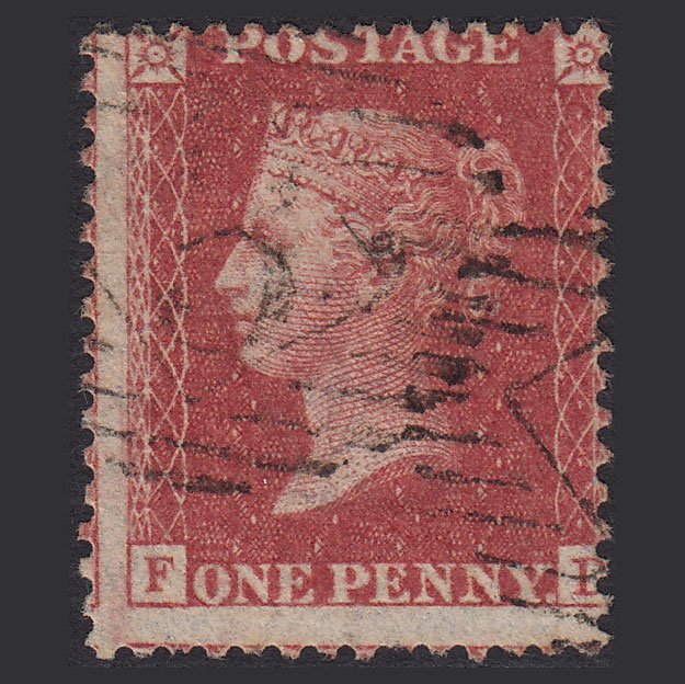 GB QV 1857 1d Rose-red (Plate 48) SG40-C10(1) FD GU London IS 3 Misperf