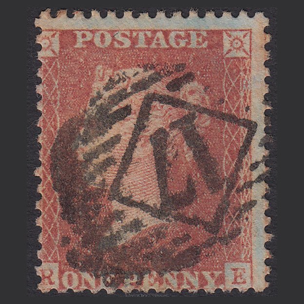 GB QV 1856 1d (Plate 31) SG29-C8(1) RE GU London IS 17 Experimental Blueing