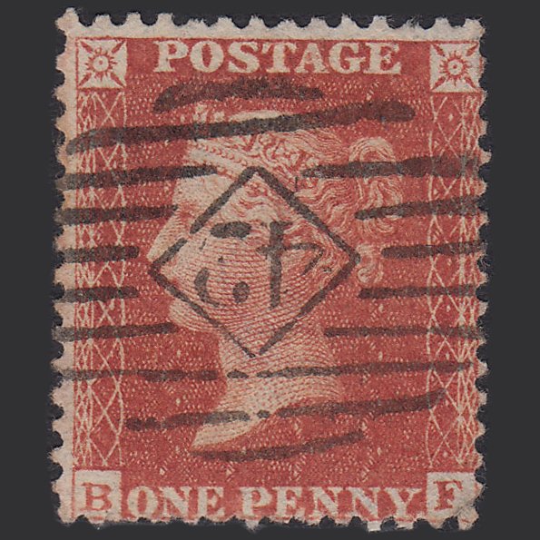 GB QV 1855 1d Red-brown (Plate 6) SG24-C3(1) BF FU London IS 42