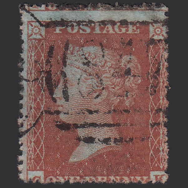 GB QV 1855 1d (Plate 2) SG21-C4(1) GK FU Warrington 847 Spoon Misperf