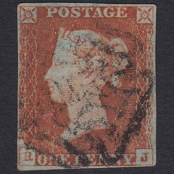 GB QV 1841 1d Red-brown (Plate 22) SG8-B1(1) RJ GU 4 Margins Maltese Cross