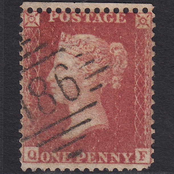 GB QV 1857 1d Rose-red (Plate 43) SG40-C10(1) QF GU Dublin 186
