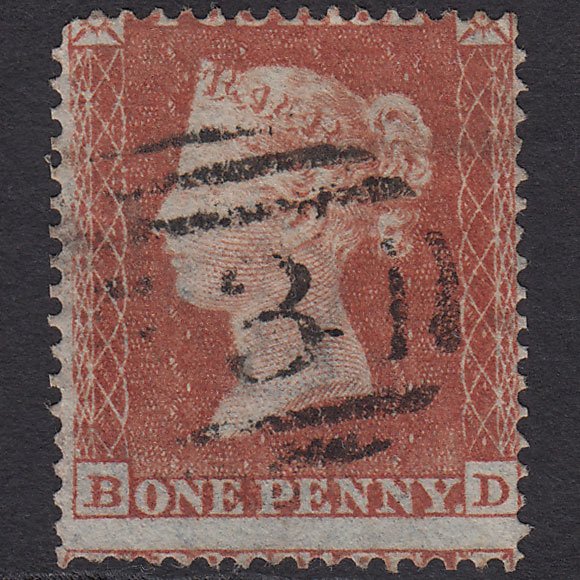 GB QV 1854 1d Red-brown (Plate 162) SG17-C1(1) BD GU Large Misperf