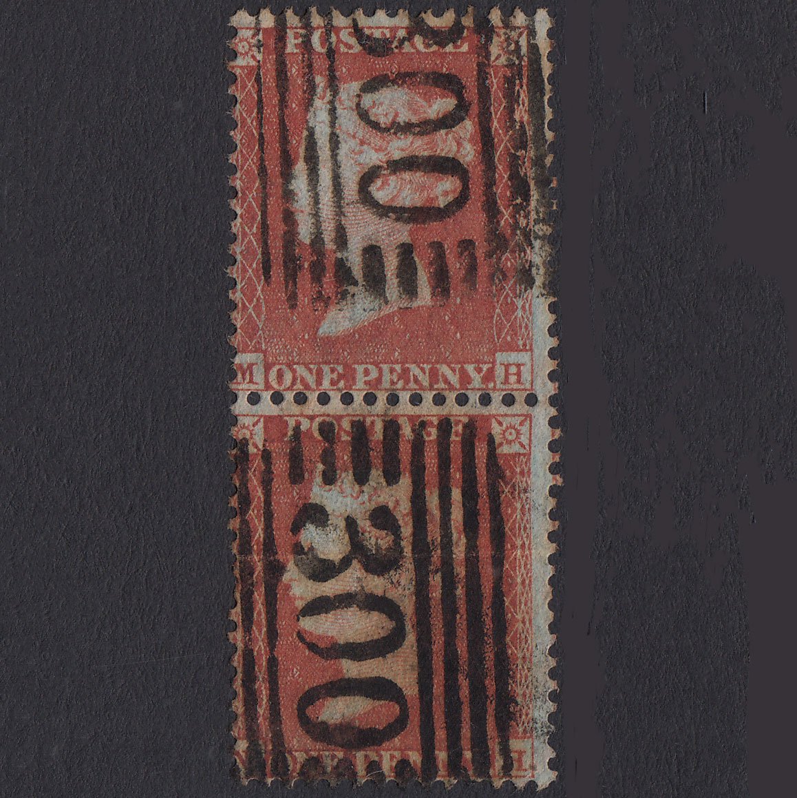 GB QV 1854 1d Red-brown Plate R6 SG17-C1(1) MH-MI GU Pair ST Andrew's 300