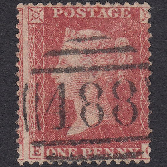 GB QV 1857 1d Rose-red (Plate 43) SG40-C10(1) EC FU Lynn 488 Large Misperf