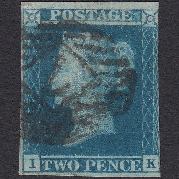 GB QV 1841 2d Blue (Plate 3) SG14-E1(2) IK FU nr 4 Margins London IS 7