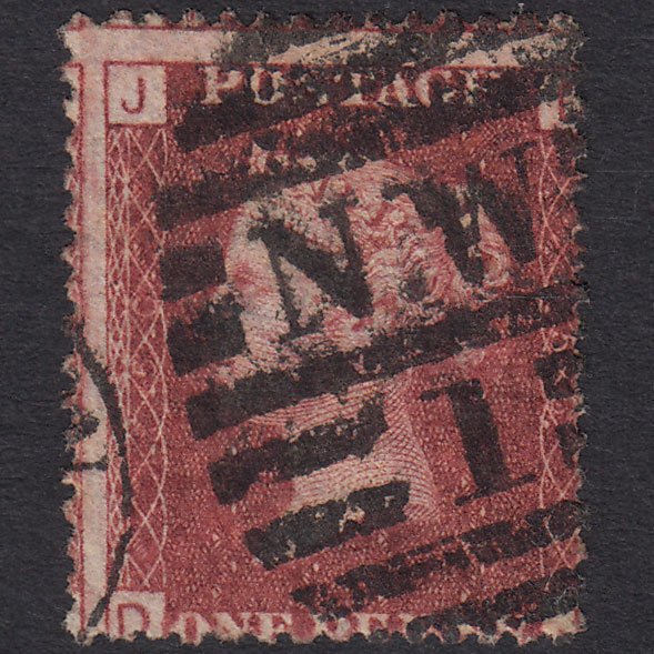 GB QV 1864 1d Lake-red (Plate 150) SG44-G1(2) DJ FU London D&S NW1 Misperf