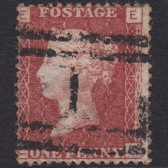 GB QV 1864 1d Lake-red (Plate 201) SG44-G1(2) EE GU Aberdeen 1 Misperf