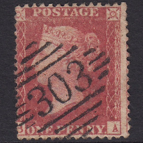 GB QV 1857 1d Rose-Red Plate 67 SG40-C10(1) BA GU Limerick 303
