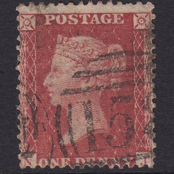 GB QV 1857 1d Rose-Red Plate 62 SG40-C10(1) NJ GU Cambridge 158