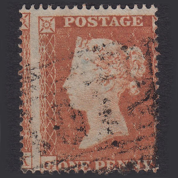 GB QV 1854 1d Yellow-Brown Pl R6 SG18-C1(2) GL FU Scotland Large Misperf