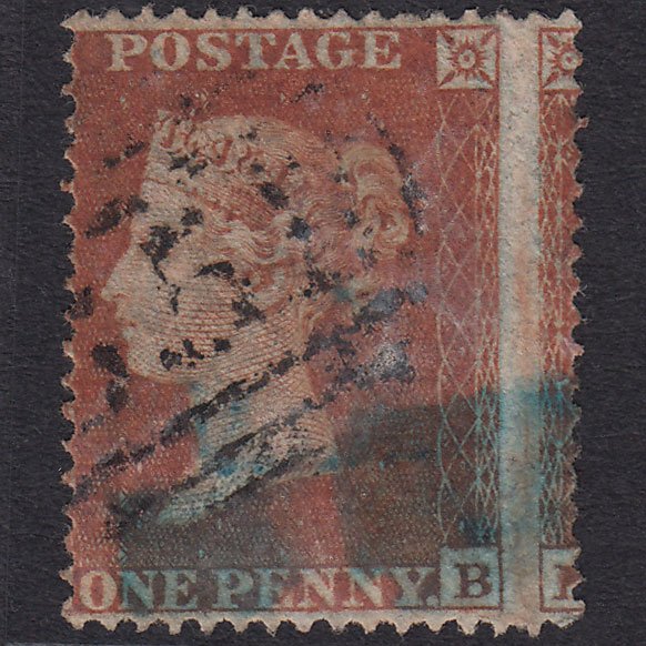 GB QV 1854 1d Red-Brown Plate 201 SG17-C1(1) PB GU Huge Misperf