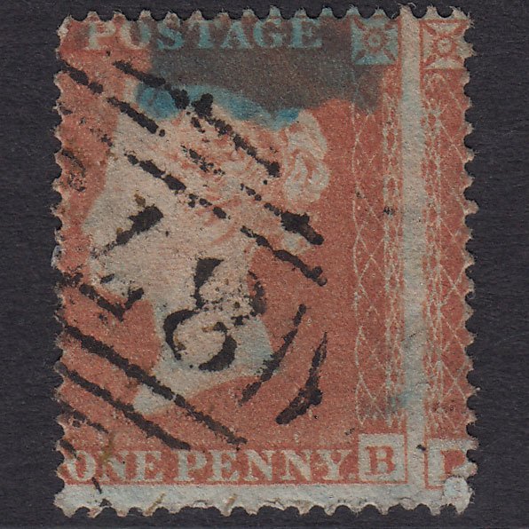 GB QV 1854 1d Red-Brown SG17-C1(1) PB GU Huge Misperf