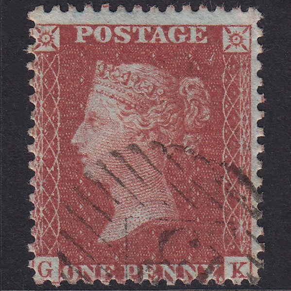 GB QV 1856 1d Red-Brown Plate 27 SG29-C8(1) GK VFU London Is 13