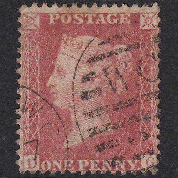 GB QV 1857 1d Rose-Red Plate 61 SG40-C10(1) DG GU London D&S Cancel
