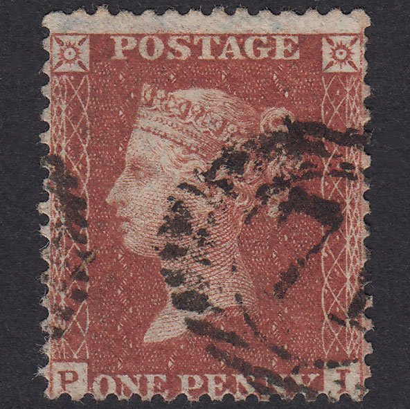 GB QV 1856 1d Red-Brown Plate 27 SG29-C8(1) PI FU London D&S 71