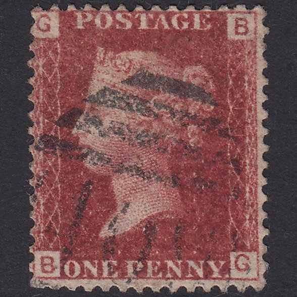 GB QV 1864 1d Lake-Red Plate 117 SG44-G1(2) GG FU Jersey 409