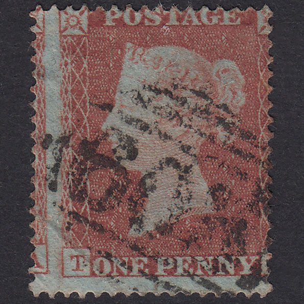 GB QV 1854 1d Red-Brown Plate 173 SG17-C1(1) TB GU Large Misperf