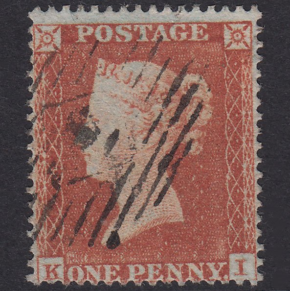 GB QV 1854 1d Orange-Red Plate 176 SG17-C1(5) KI VFU London Is Cancel