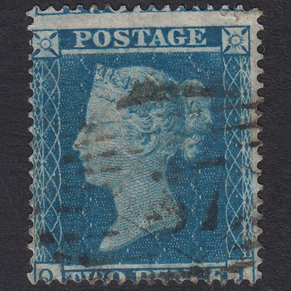 GB QV 1854 2d Deep Blue Plate 4 SG19-F1(1) QI PU Print Flaw Micro Tears