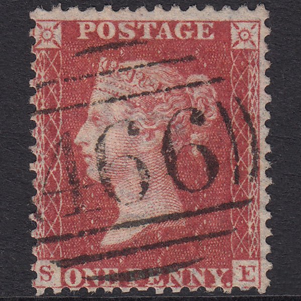 GB QV 1857 1d Rose-Red Plate 58 SG40-C10(1) SE FU Liverpool 466