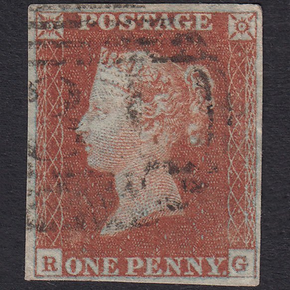 GB QV 1841 1d Plate 44 SG8-B1(1) Framed Reverse RG FU 4 Good Margins