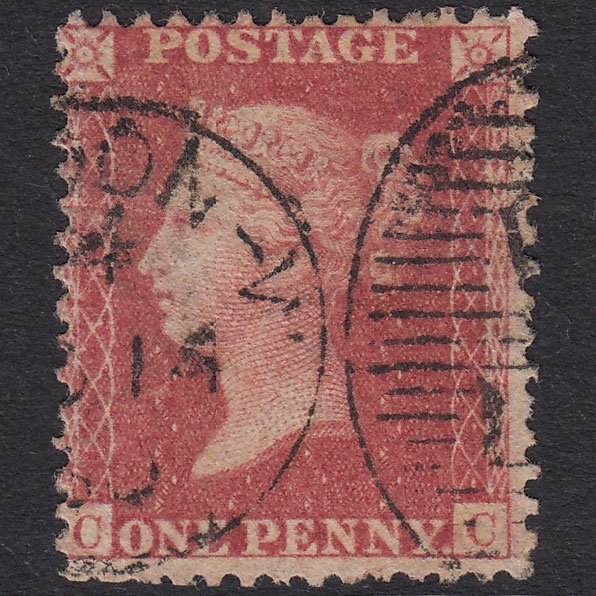 GB QV 1857 1d Rose-Red Plate 38 SG40-C10(1) CC GU London D&S Cancel