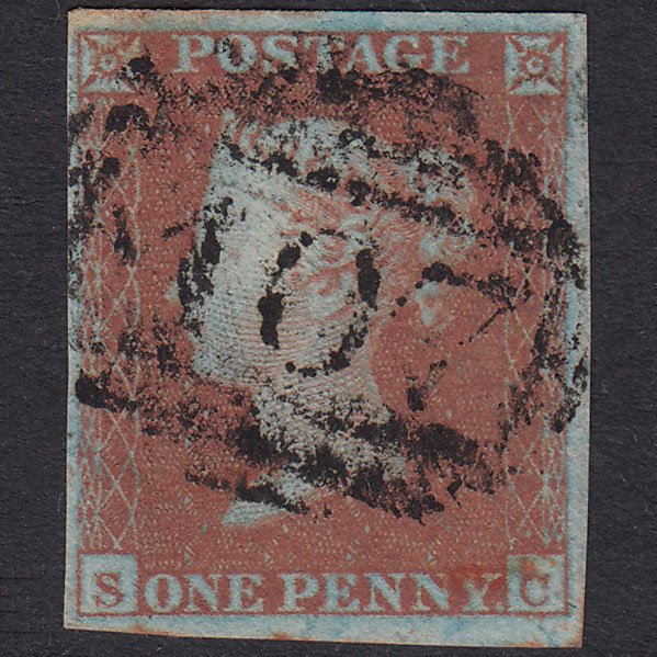 GB QV 1841 1d Red-Brown Plate 115 SG8-B1(1) SC FU 4M Isle Of Man 407